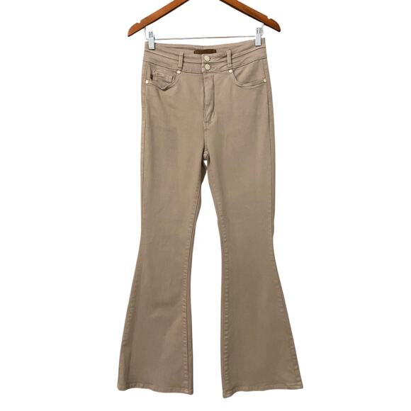 Judy Blue High Rise Double Waistband Flare Pant 7/28 Khaki Denim Tummy Control - Picture 5 of 15